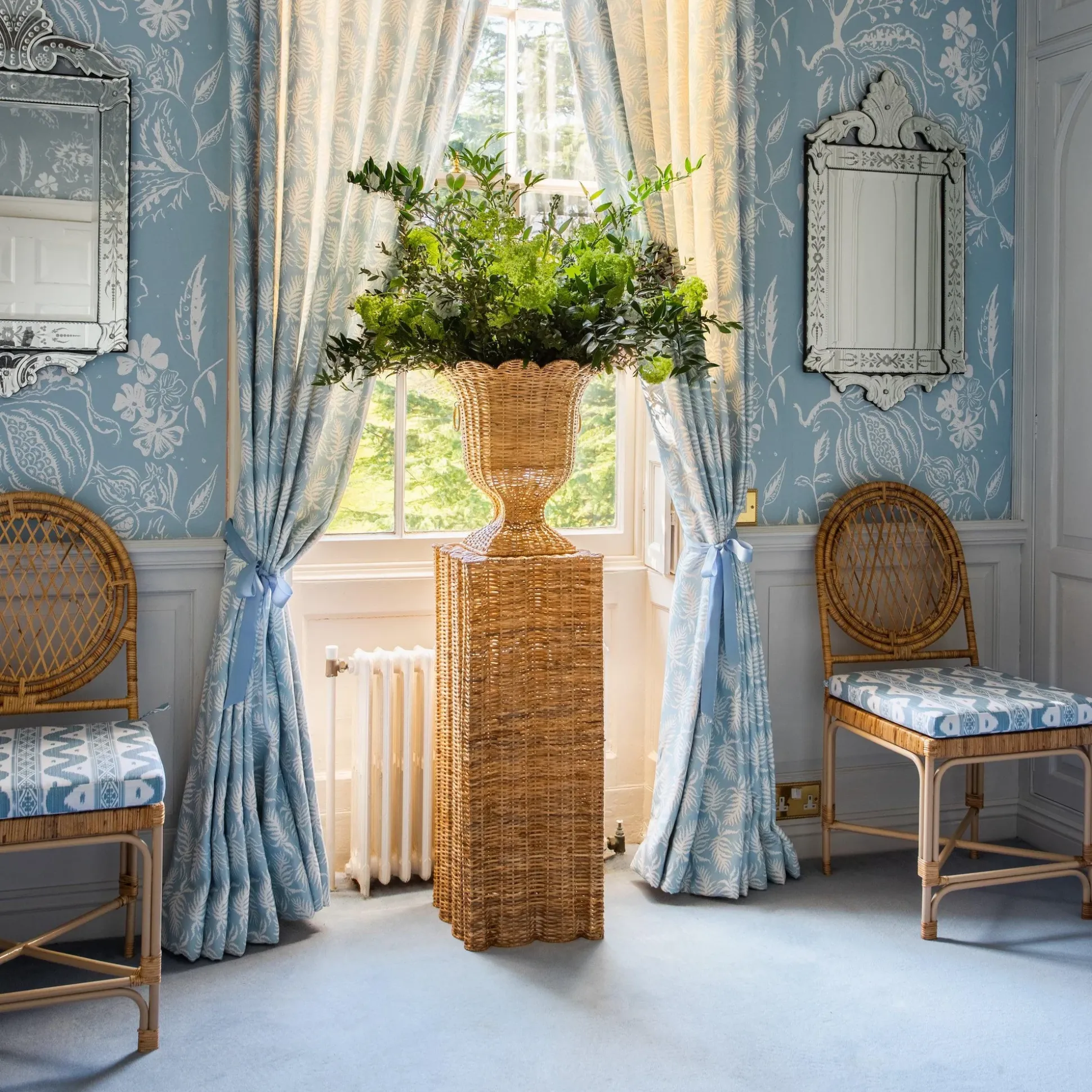 Blue Ikat Seat Pad Cushion