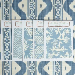 Blue Ikat Stripe Fabric