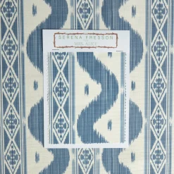 Blue Ikat Stripe Fabric