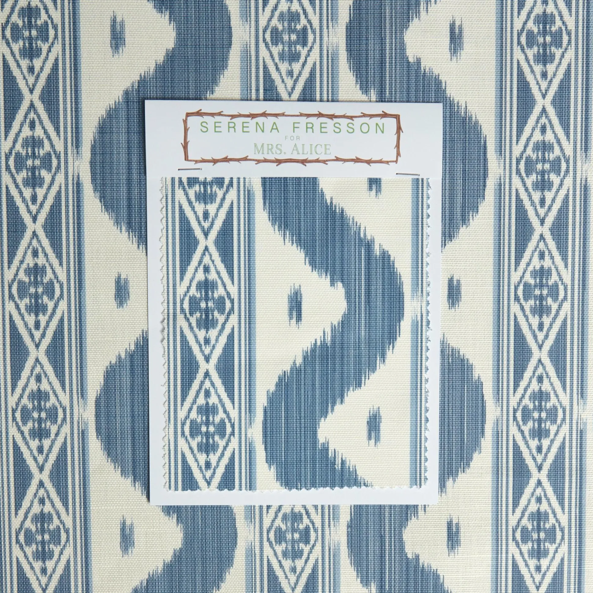 Blue Ikat Stripe Fabric