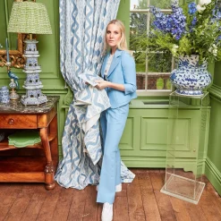 Blue Ikat Stripe Fabric