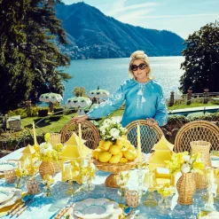 Blue Melograno & Fleur Yellow Linen Set