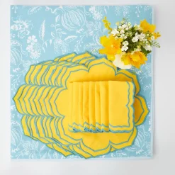 Blue Melograno & Fleur Yellow Linen Set