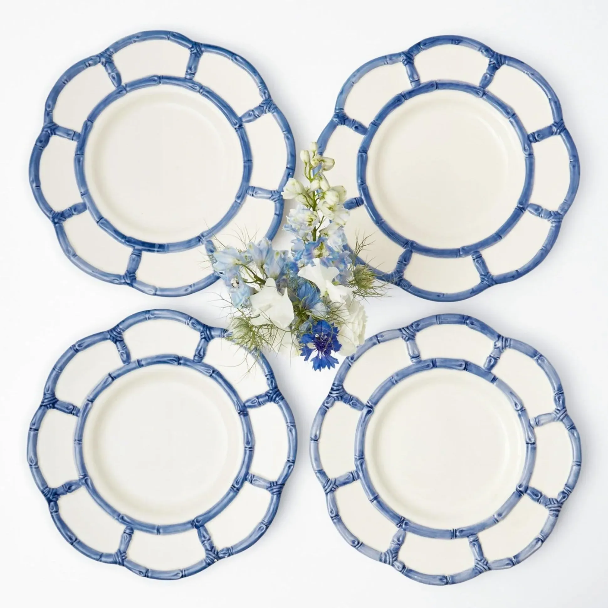 Blue Petal Bamboo Dinner Plate (Set Of 4)