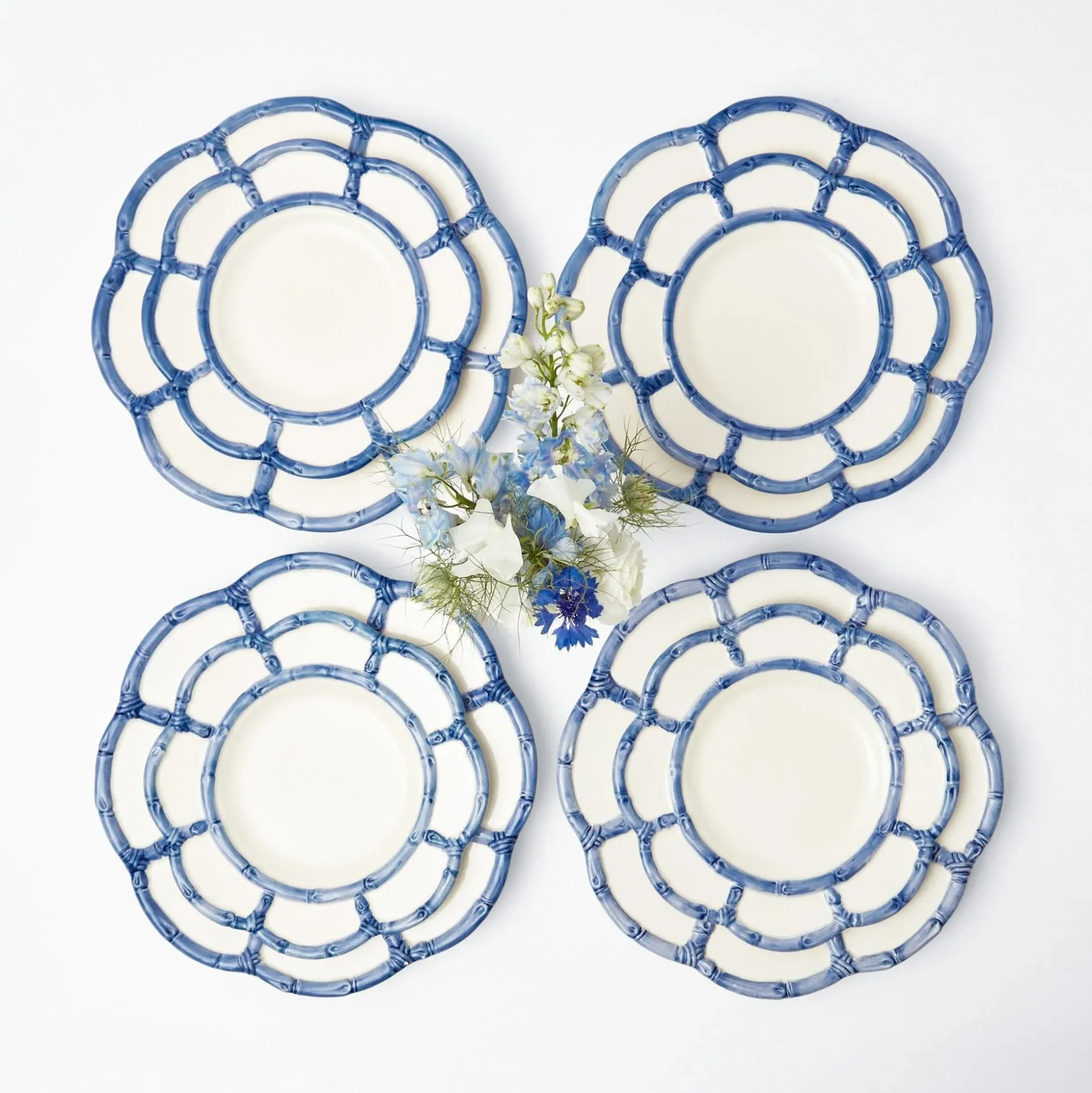 Blue Petal Bamboo Dinner & Starter Plates (Set Of 8)