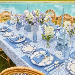 Blue Petal Bamboo Dinner & Starter Plates (Set Of 8)