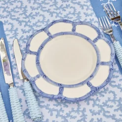 Blue Petal Bamboo Dinner & Starter Plates (Set Of 8)