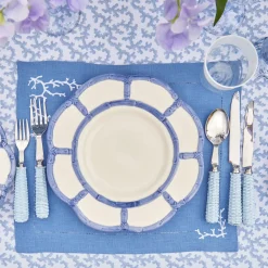 Blue Petal Bamboo Dinner & Starter Plates (Set Of 8)