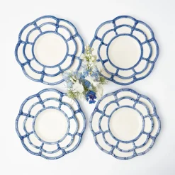 Blue Petal Bamboo Dinner & Starter Plates (Set Of 8)