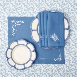Blue Petal Bamboo Starter Plate (Set Of 4)