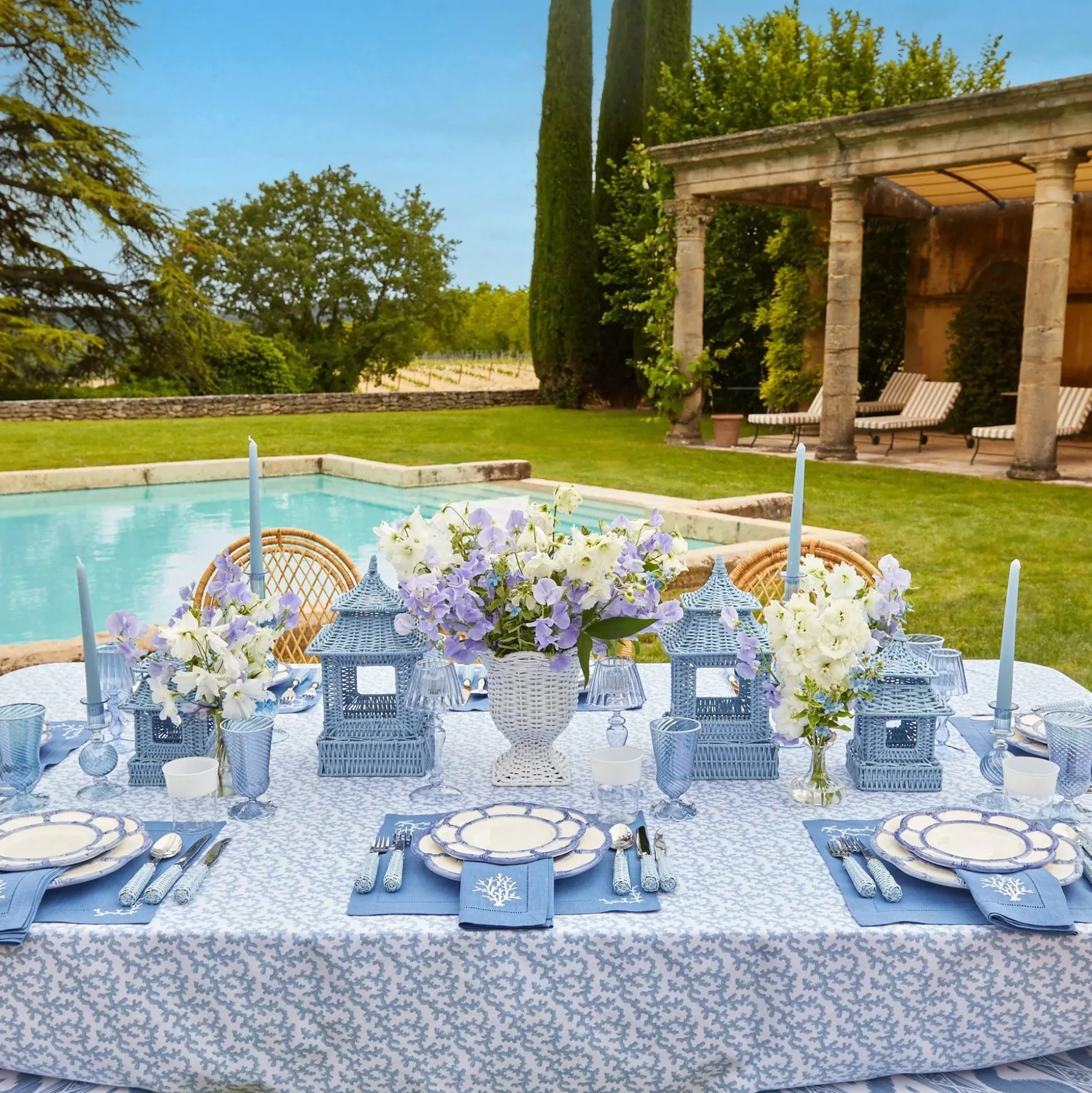 Blue Petal Bamboo Starter Plate (Set Of 4)