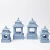 Blue Rattan Pagoda Lantern Set