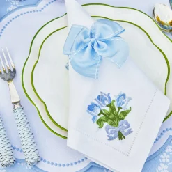 Blue Saddle Stitch Napkin Bows (Set Of 4)