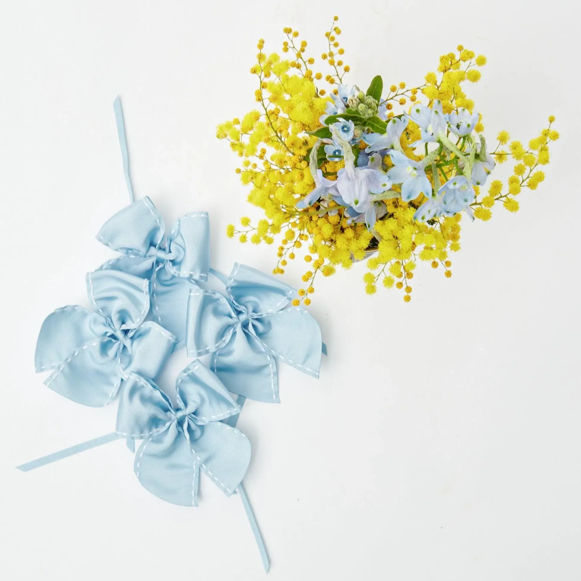 Blue Saddle Stitch Napkin Bows (Set Of 4)