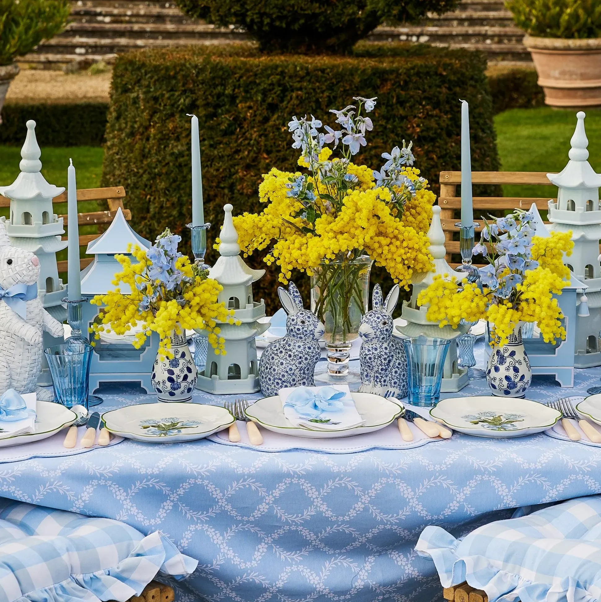 Blue Saddle Stitch Napkin Bows (Set Of 4)