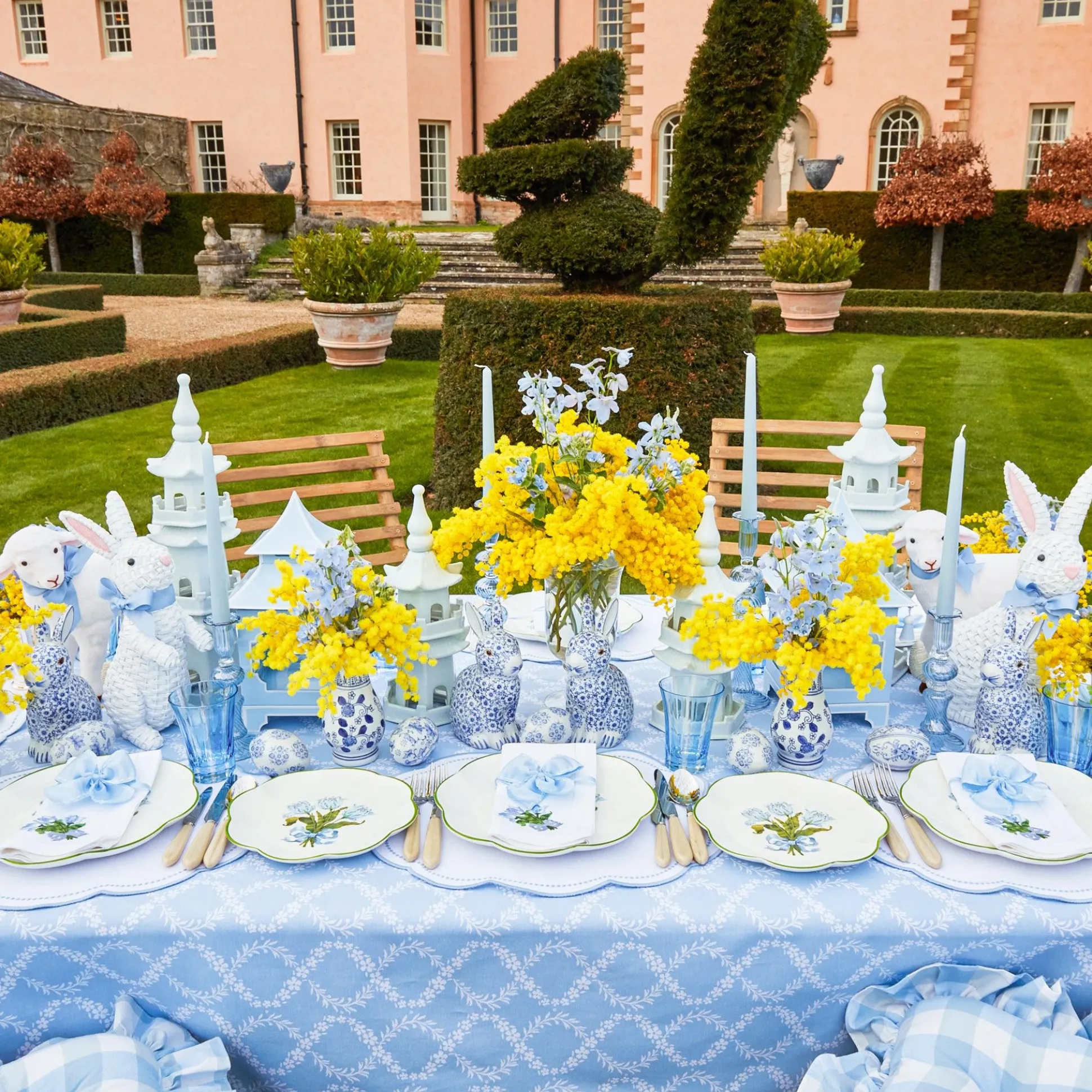 Blue Saddle Stitch Napkin Bows (Set Of 4)