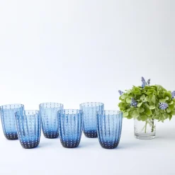 Blue Speckle Water Glasses (Set Of 6)