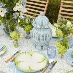 Blue Swirl Water Glasses With White Rim (Set Of 4)