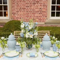 Blue Swirl Water Glasses With White Rim (Set Of 4)