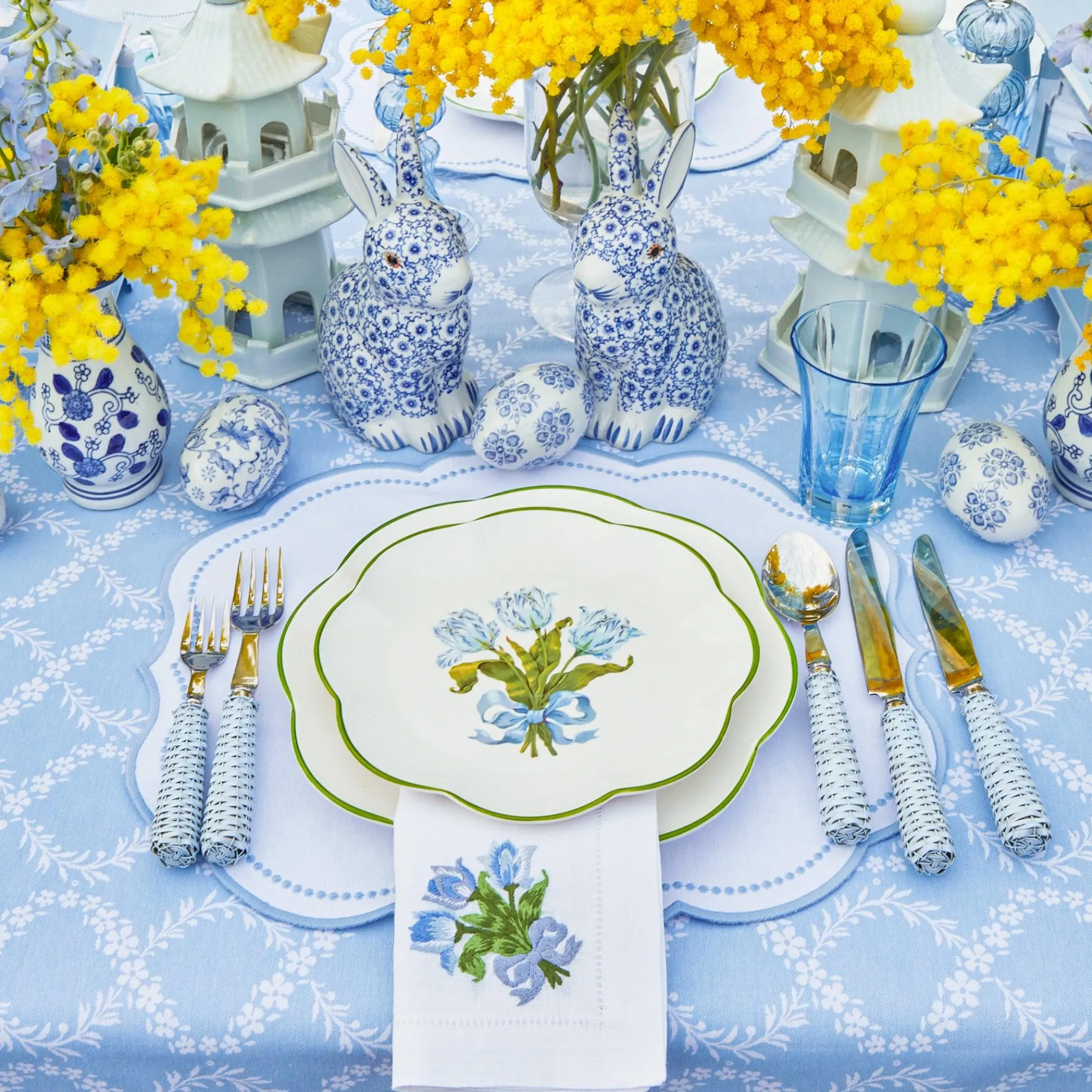Blue Tulip Dinner & Starter Plates (Set Of 8)