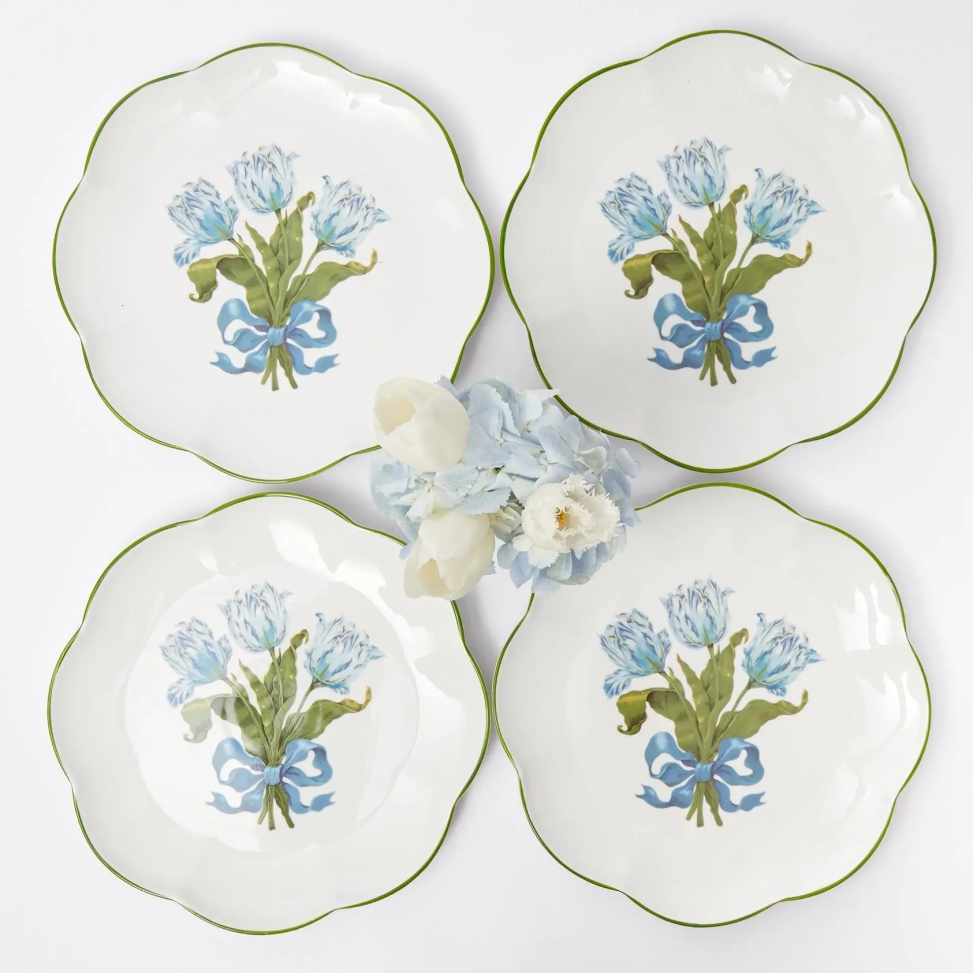 Blue Tulip Dinner Plates (Set Of 4)