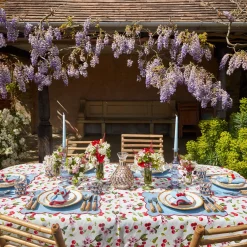 Blue With Red Scallop Napkins (Set Of 4)