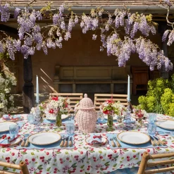 Blue With Red Scallop Placemats & Napkins (Set Of 4)