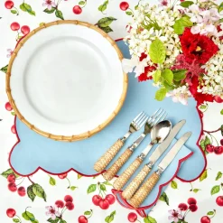 Blue With Red Scallop Placemat (Set Of 4)