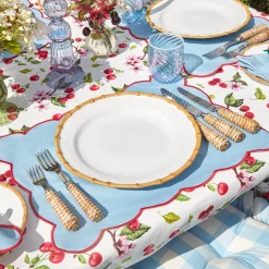 Blue With Red Scallop Placemat (Set Of 4)