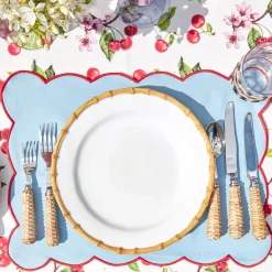 Blue With Red Scallop Placemat (Set Of 4)