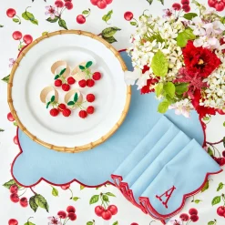 Blue With Red Scallop Placemat (Set Of 4)