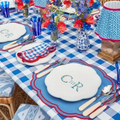Camilla Blue & Red Linen Placemats (Set Of 4)