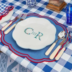 Camilla Blue & Red Linen Placemats (Set Of 4)