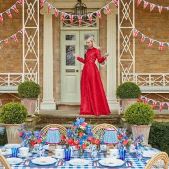 Camilla Blue & Red Linen Placemats (Set Of 4)