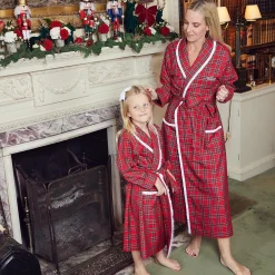 Children's Red Tartan Frilled Dressing Gown