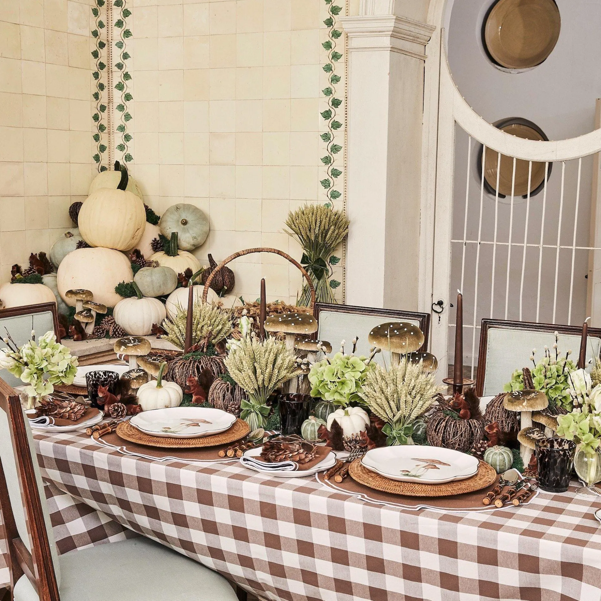 Chocolate Gingham Tablecloth