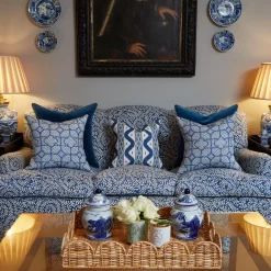 Cobalt Blue Ikat Stripe Fabric