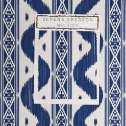Cobalt Blue Ikat Stripe Fabric
