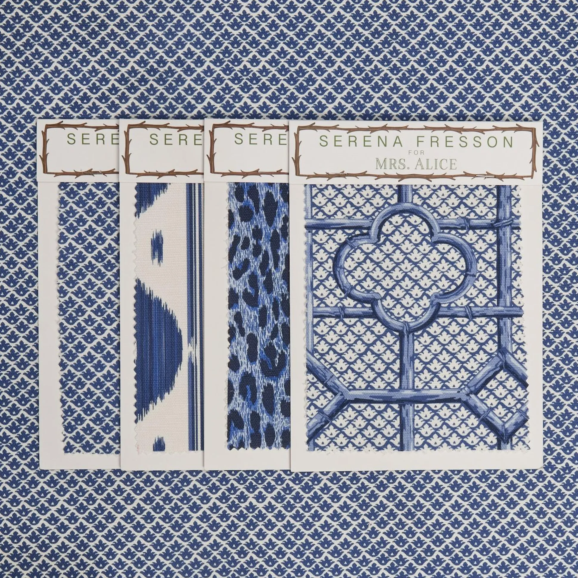 Cobalt Blue Lotus Flower Fabric