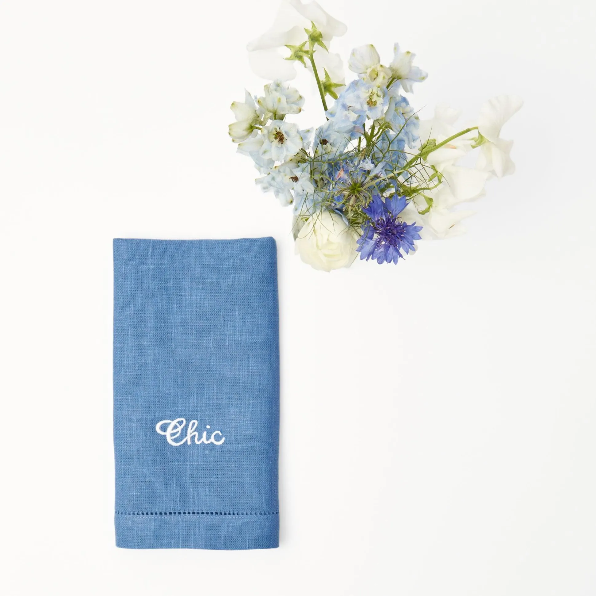 Compliment Blue Linen Napkins (Set Of 8)
