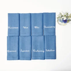 Compliment Blue Linen Napkins (Set Of 8)