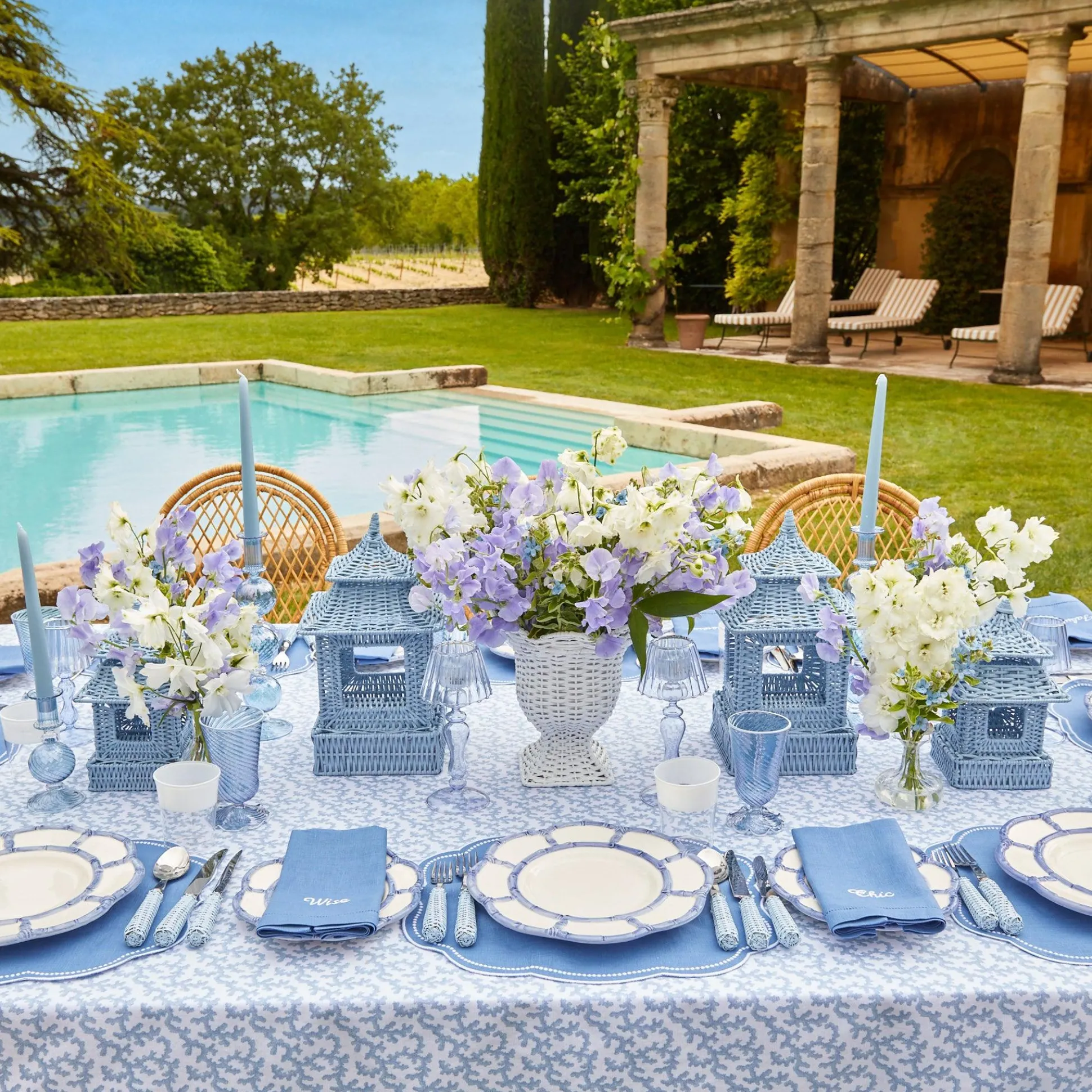 Compliment Blue Linen Napkins (Set Of 8)