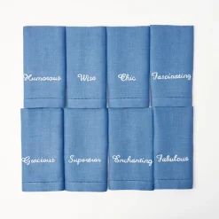 Compliment Blue Linen Napkins (Set Of 8)