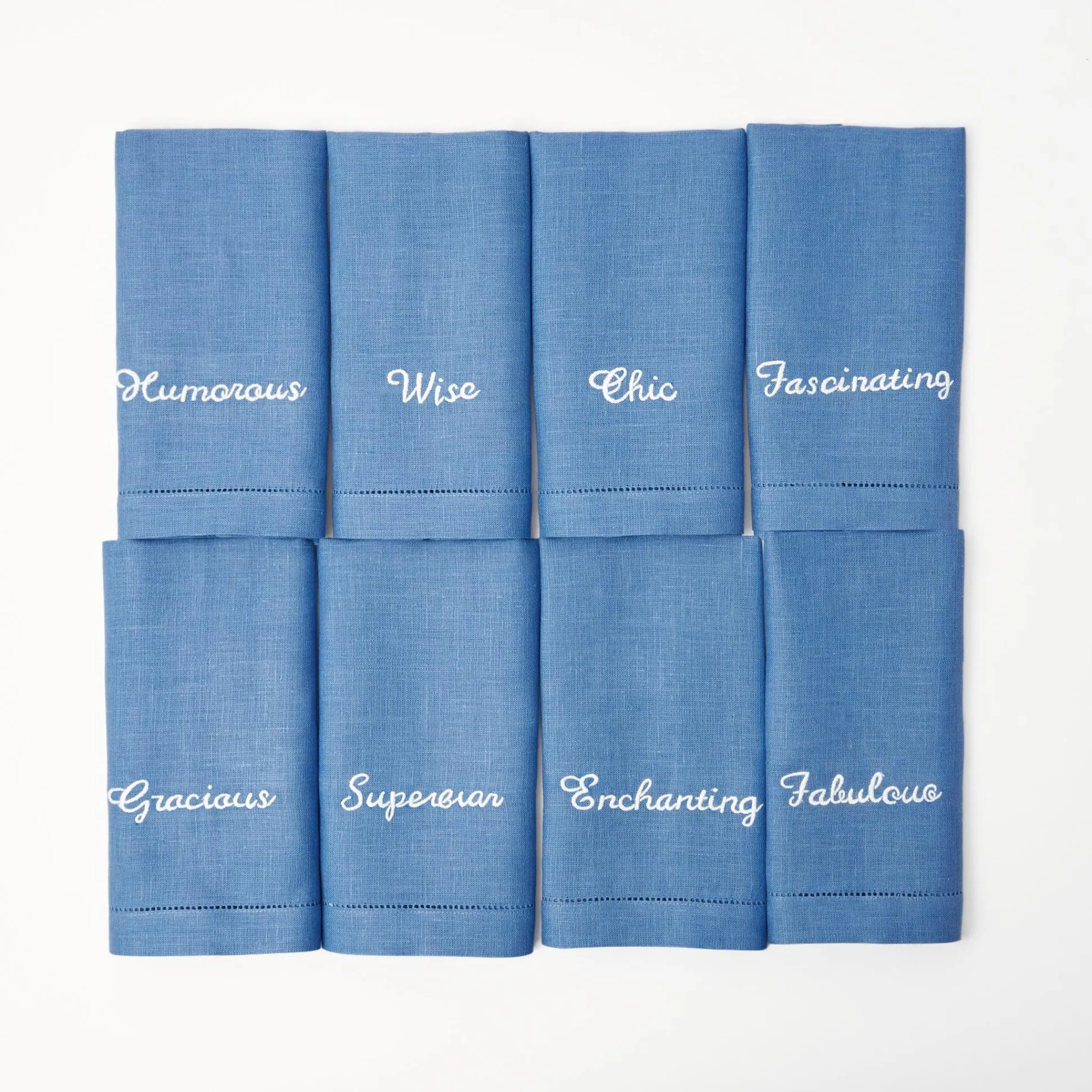 Compliment Blue Linen Napkins (Set Of 8)