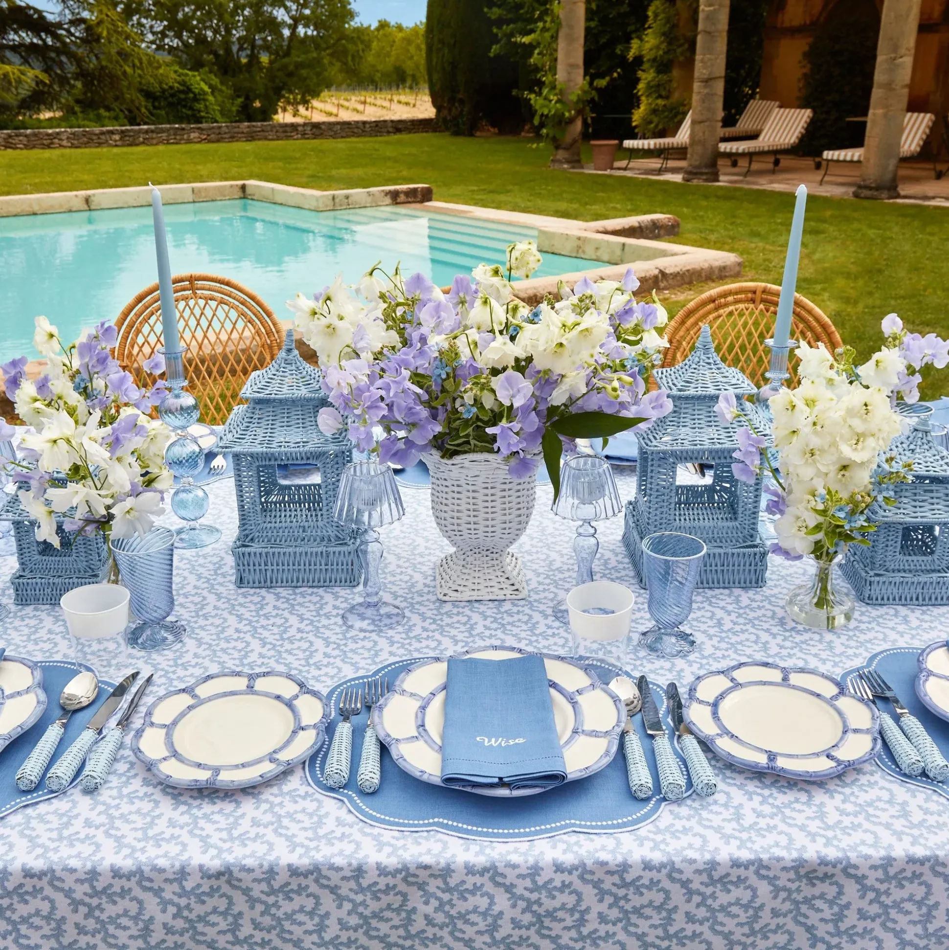 Compliment Blue Linen Napkins (Set Of 8)