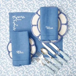 Compliment Blue Linen Napkins (Set Of 8)