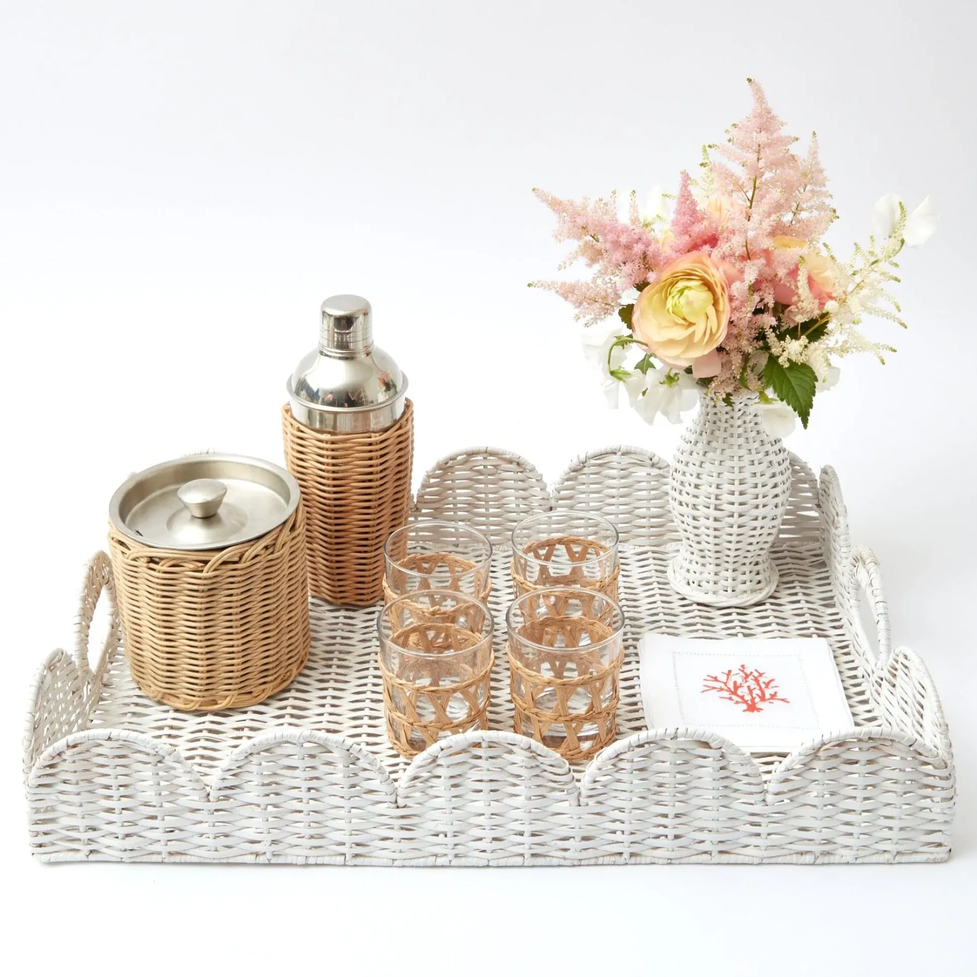 Coral Linen Cocktail Napkins (Set Of 4)