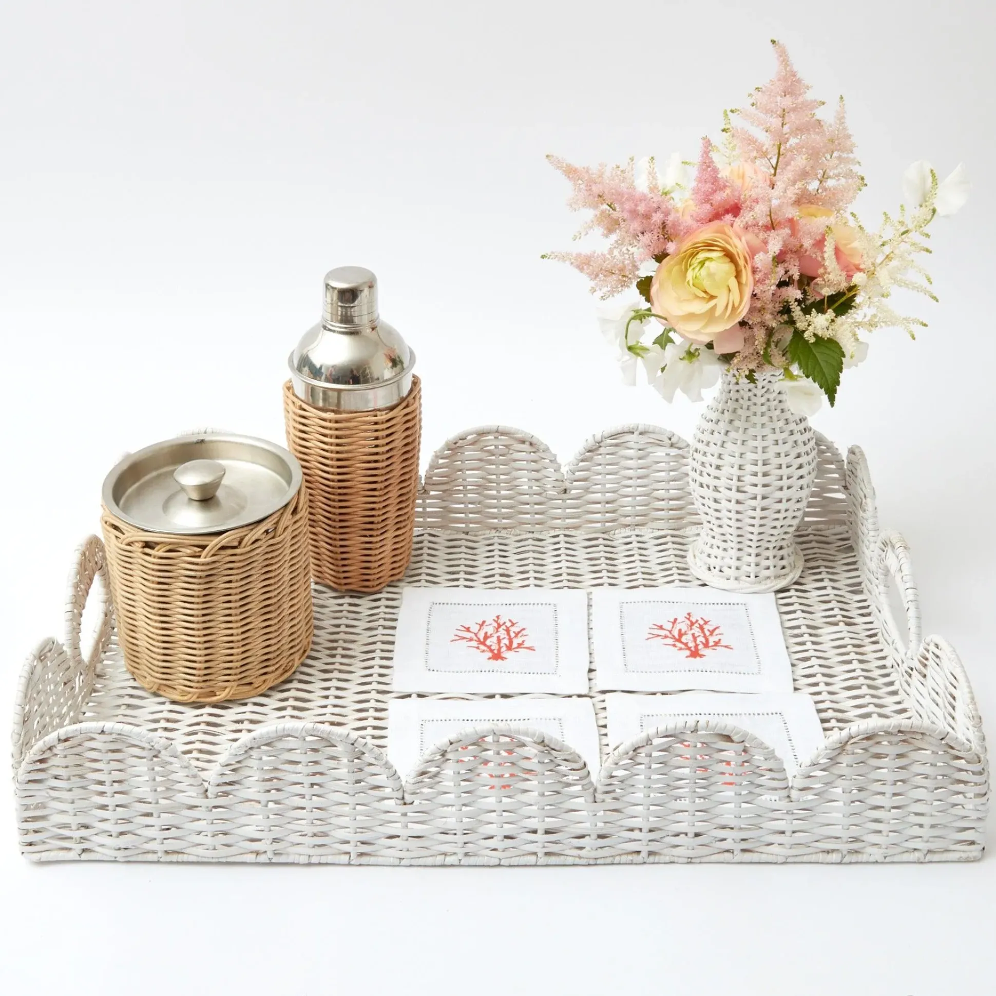 Coral Linen Cocktail Napkins (Set Of 4)