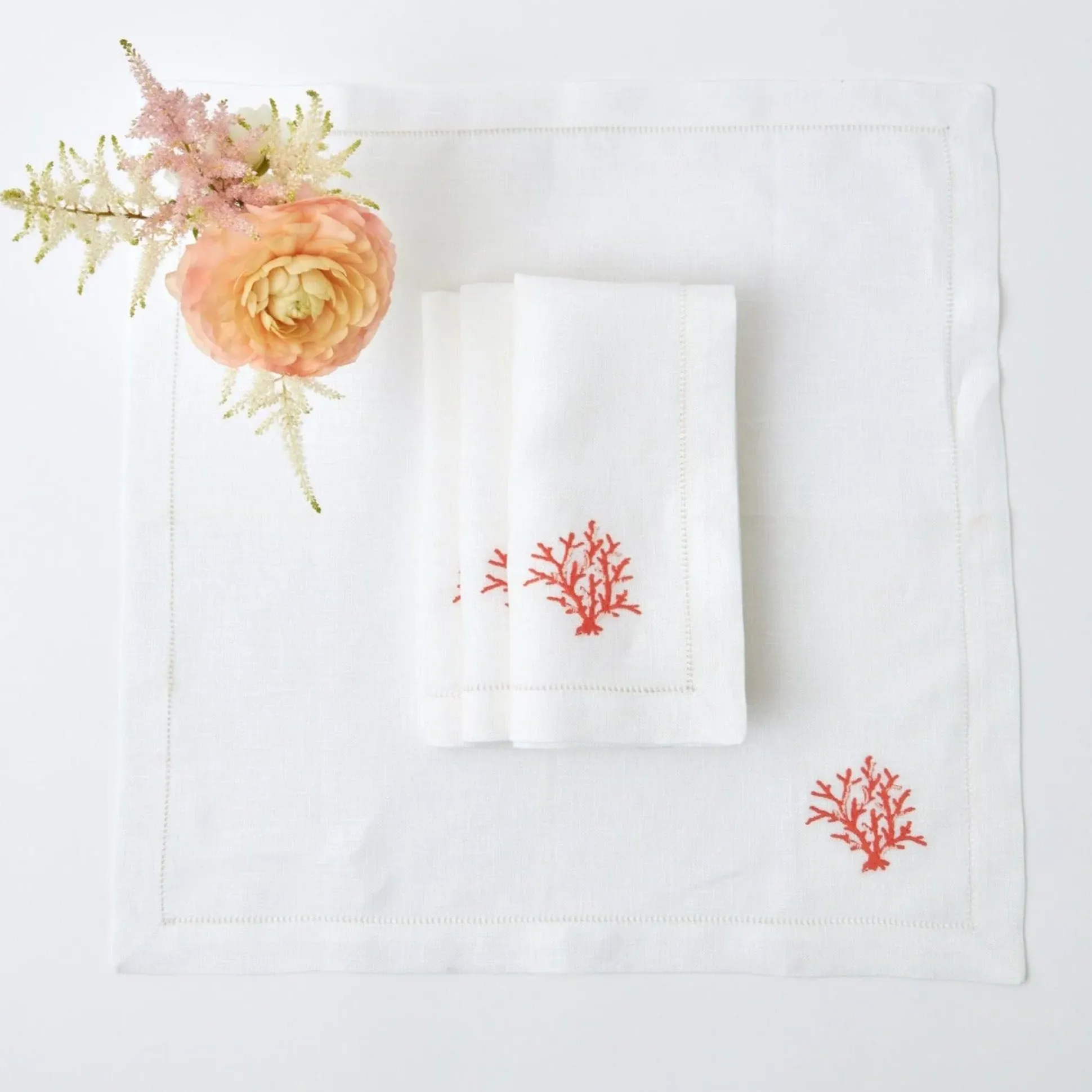 Coral Linen Napkins (Set Of 4)