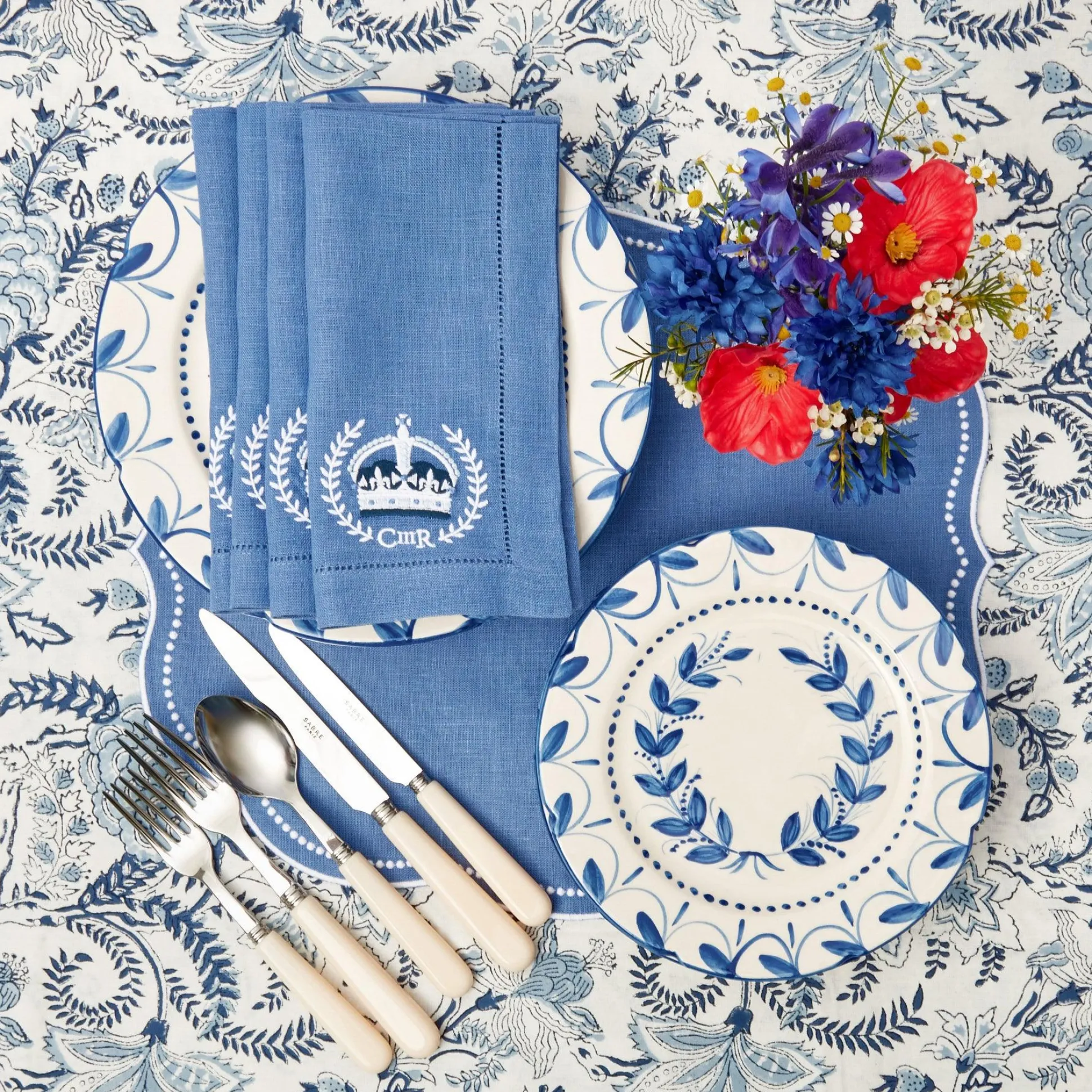 Coronation Blue Linen Napkins (Set Of 4)